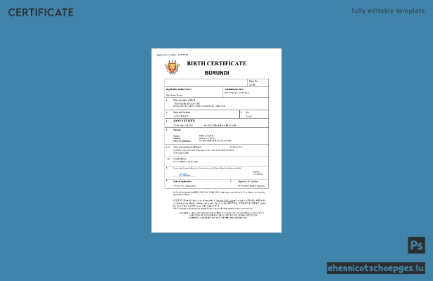 Burundische Geburtsurkunde (Word- und PDF-Beispiel)